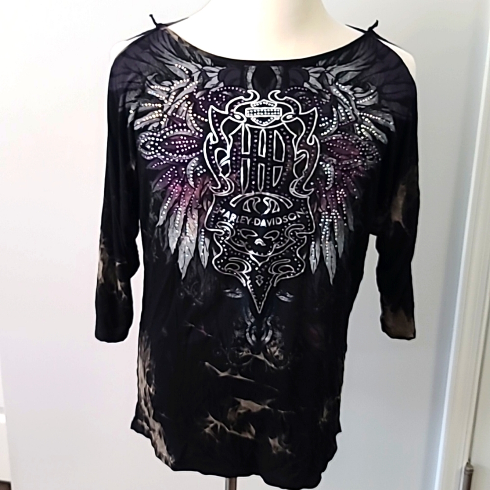 Harley Davidson cold shoulder bling top